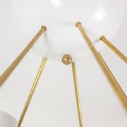 Stilnovo. Chandelier in gilded brass and white lacquered metal. Contemporary.