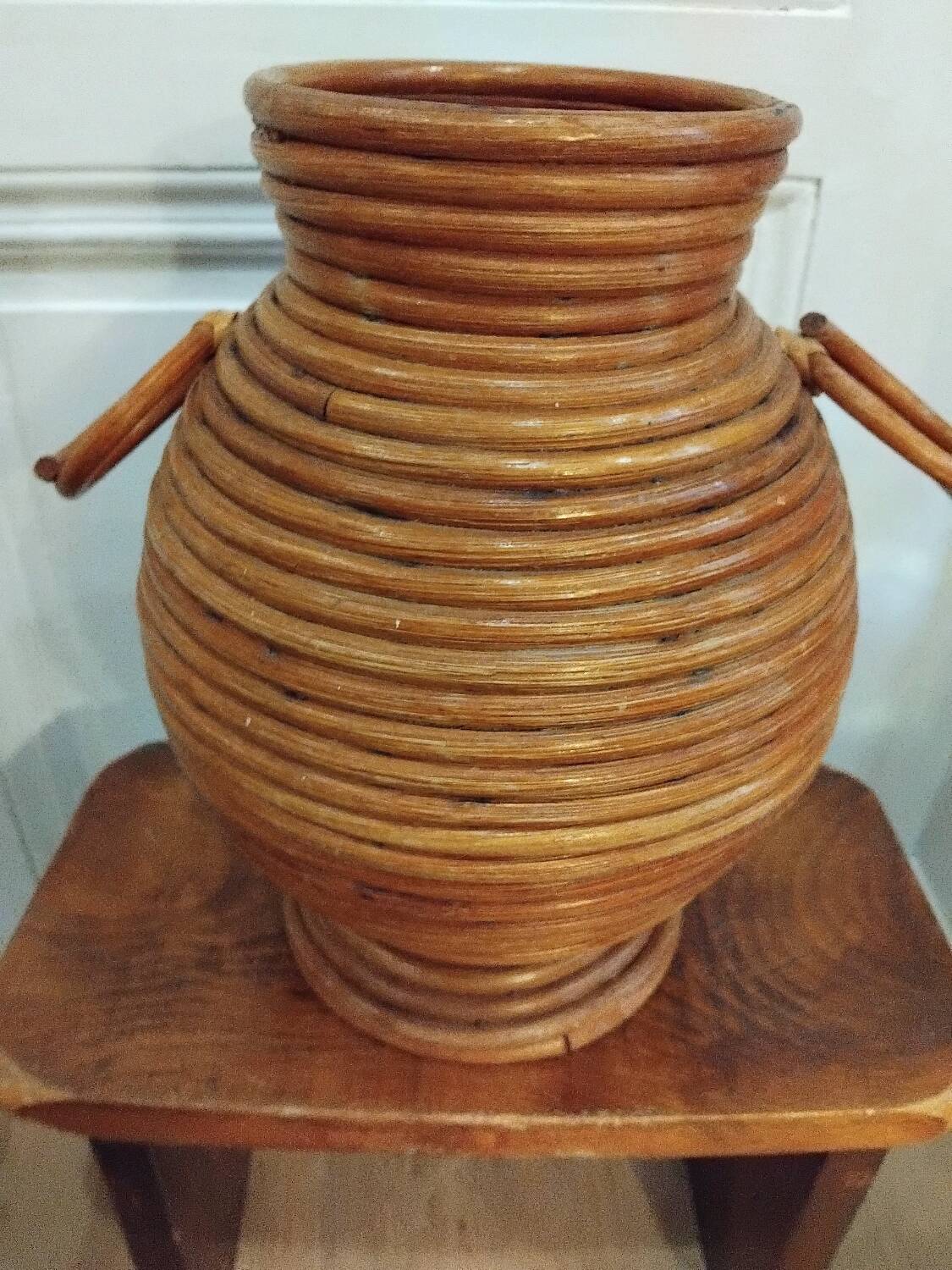 Handcrafted rattan amphora