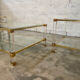 Pair of sofa ends and coffee table Pierre Vandel in altuglas