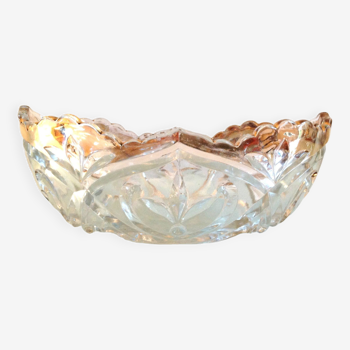 Cut crystal fruit bowl with gold edge / vintage 50s-60s