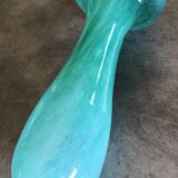 Vintage speckled green marbled glass vase, art nouveau