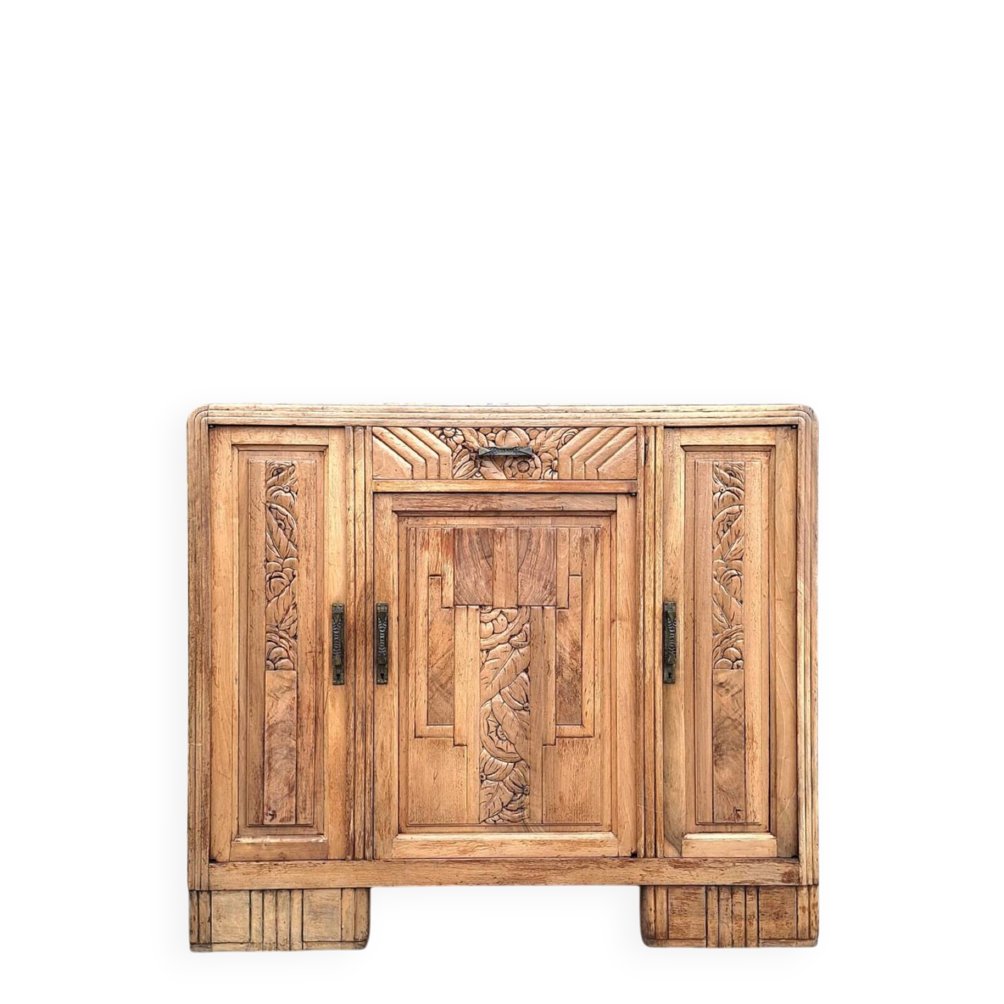 Art Deco buffet with marble top, antique sideboard.