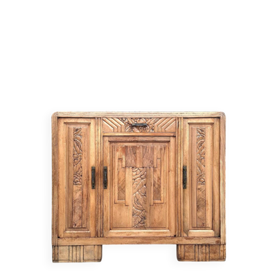 Buffet art déco plateau marbre, meuble vaisselier ancien