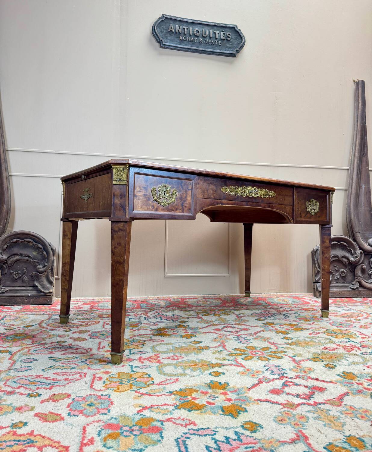 Bureau Plat Double Faces En Acajou De Style Louis XVI XIX Eme Siècle