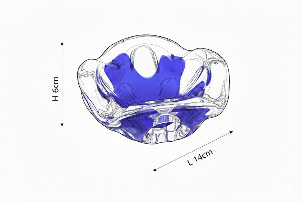 Sculptural Cobalt Blue & Crystal Sommerso Dish - Murano - 1960