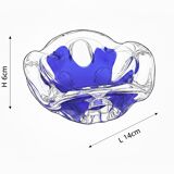 Sculptural Cobalt Blue & Crystal Sommerso Dish - Murano - 1960