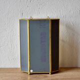 Small vintage octagonal display case in transparent glass, mirror glass and brass - jewelry display