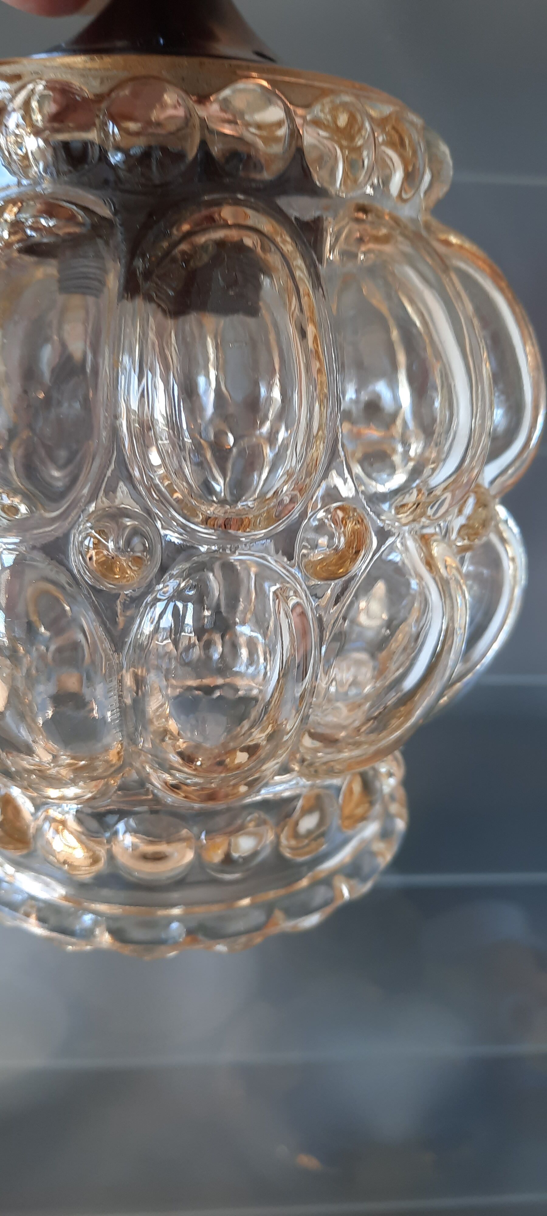 Helena Tynel chandelier 1960/70, amber bubble glass for Limburg