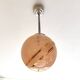 suspension glass globe pink and gold on a metal aluminium stem and structure