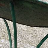 Riveted green old garden pedestal table