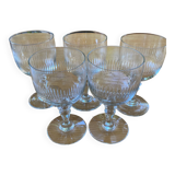 5 verres à pied verre soufflé