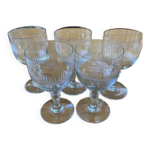 5 verres à pied verre soufflé