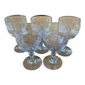 5 verres à pied verre soufflé