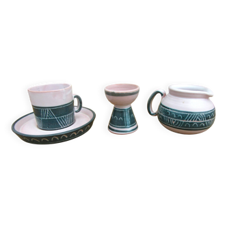 Ensemble céramique atelier montgolfier yvan roy - coquetier- pot- tasse