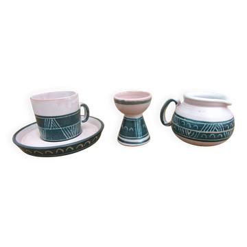 Ensemble céramique atelier montgolfier yvan roy - coquetier- pot- tasse