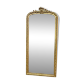 Antique Louis Philippe mirror with gilded pediment - 191 x 90 cm