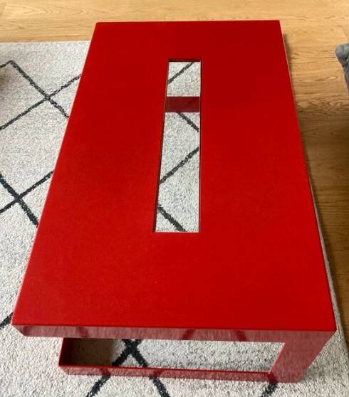 Red metal architect coffee table