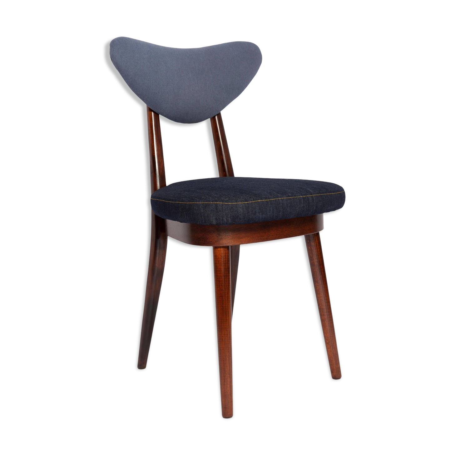 Chaise cœur en denim bleu moyen et foncé, milieu du 20ème siècle, Europe