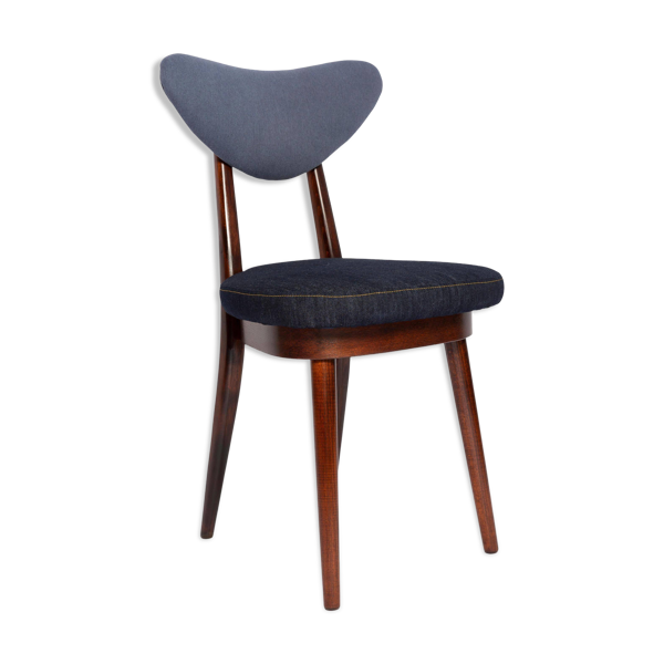 Chaise cœur en denim bleu moyen et foncé, milieu du 20ème siècle, Europe