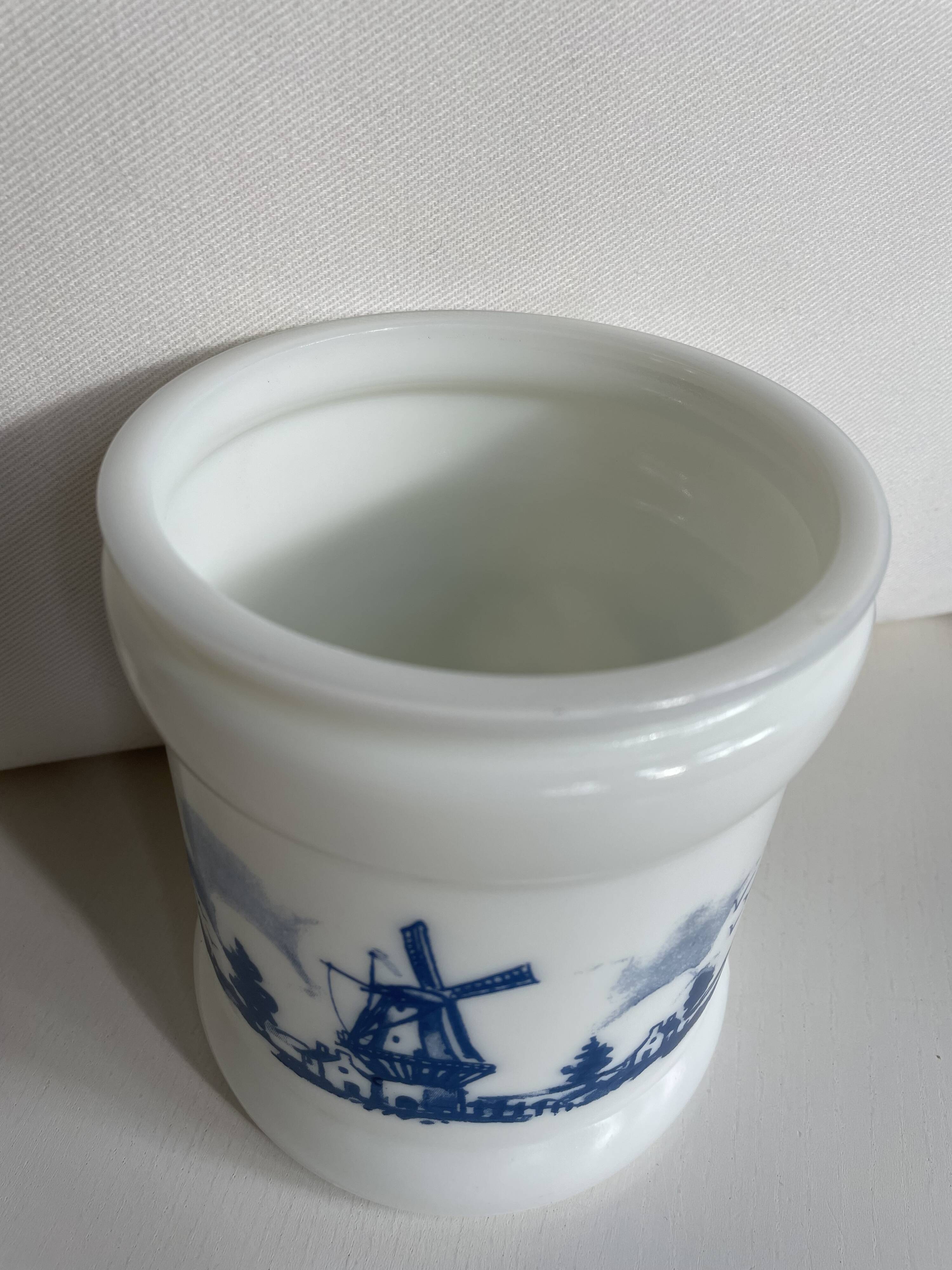 Pot à tabac opalin en verre de lait hollandais / Cave à cigares, Willem II Sigarenfabrieken Valkenswaard Holland