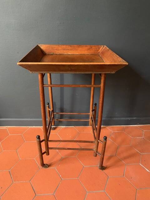 Napoleon III wooden side table, tray table on wheels, 19th century