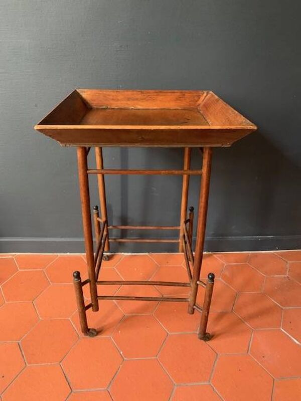 Table d'appoint en bois Napoléon III, table plateau à roulettes, XIXème