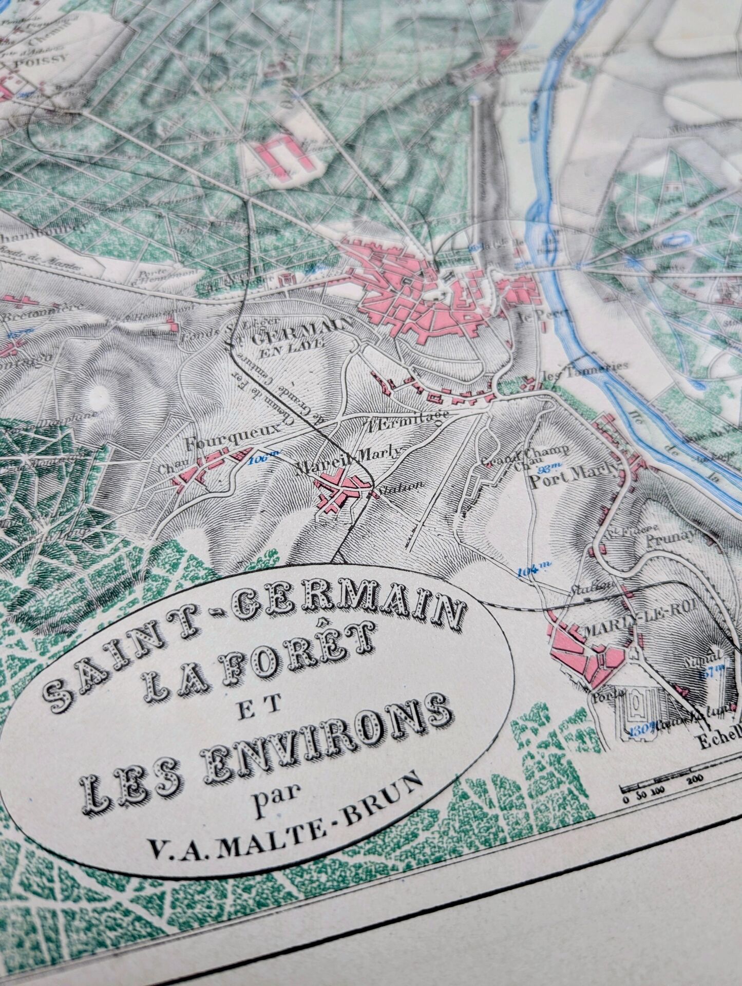 Saint-Germain-en-Laye, printed map from 1883.