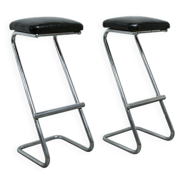 Pair of 1970s Z-shaped stools, h80