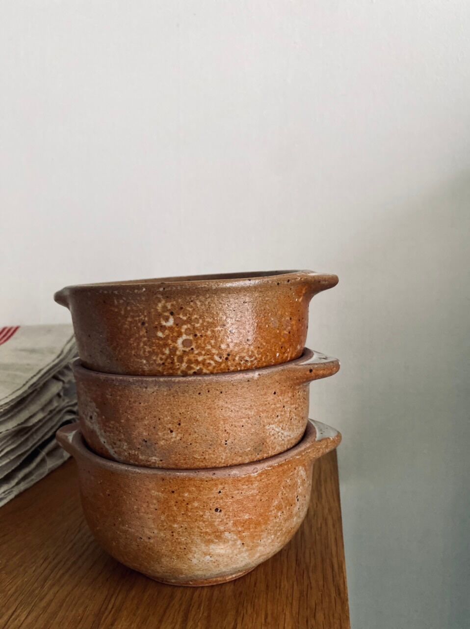 Set of three bowls in ancient sandstone