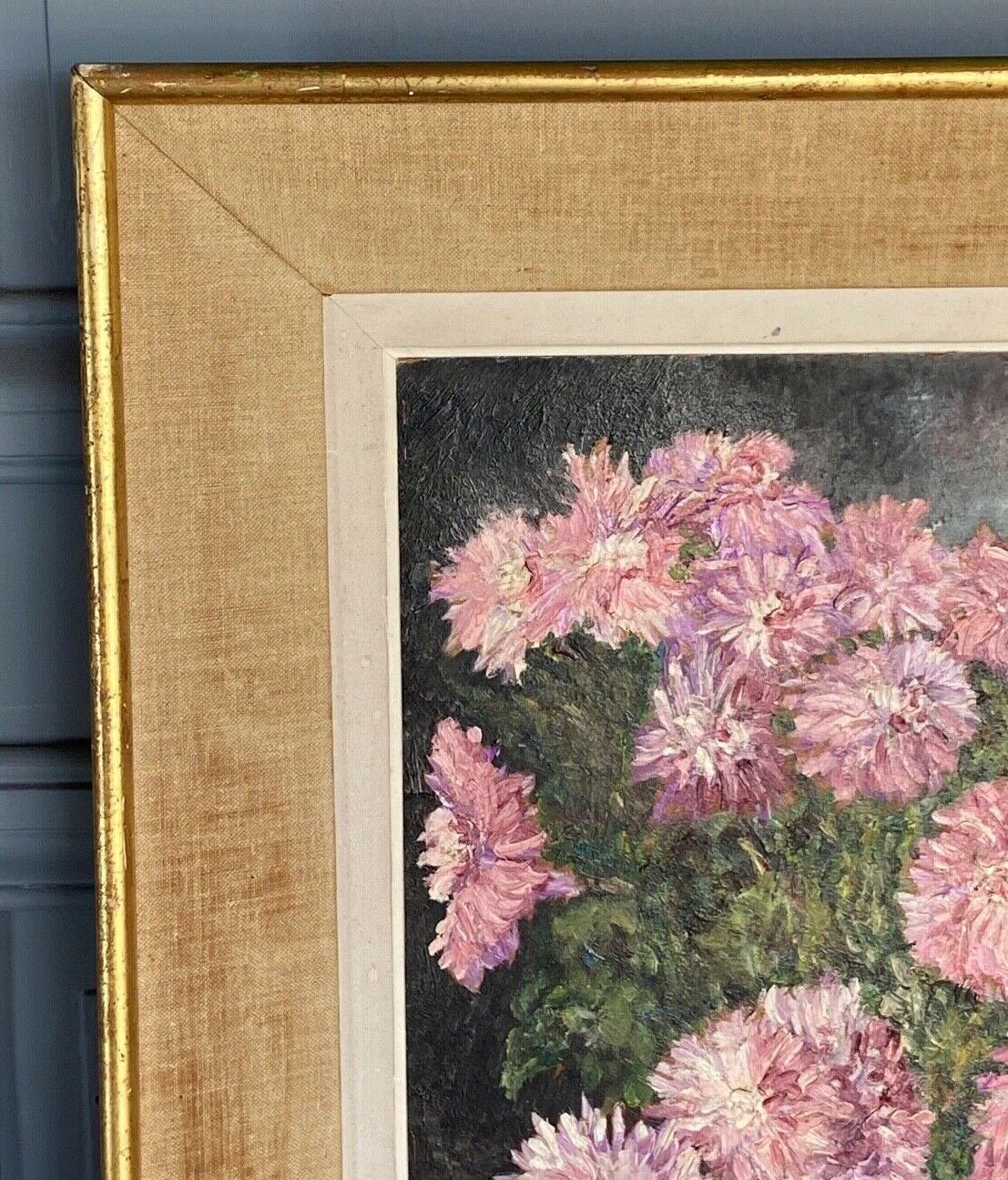 Oil on panel by r fescheux still life bouquet of flowers