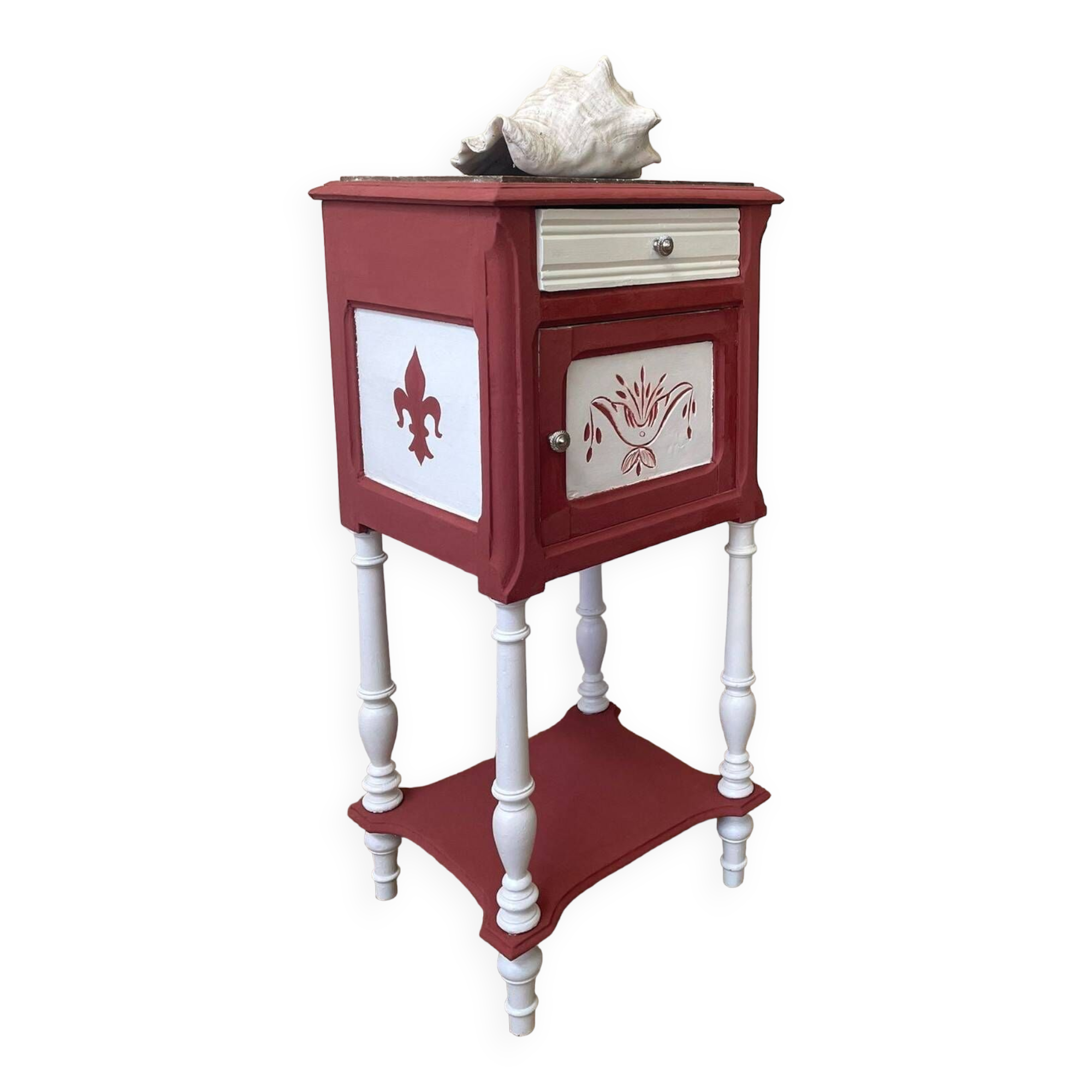 Vintage Lys Marble Wood Bedside Table