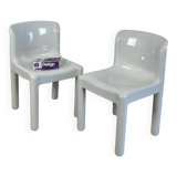 Pair of Glossy White Chairs Kartell 4875 by Carlo Bartoli, 1980s