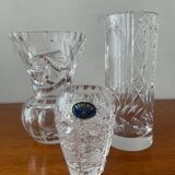 Trio of vintage Bohemian crystal vases