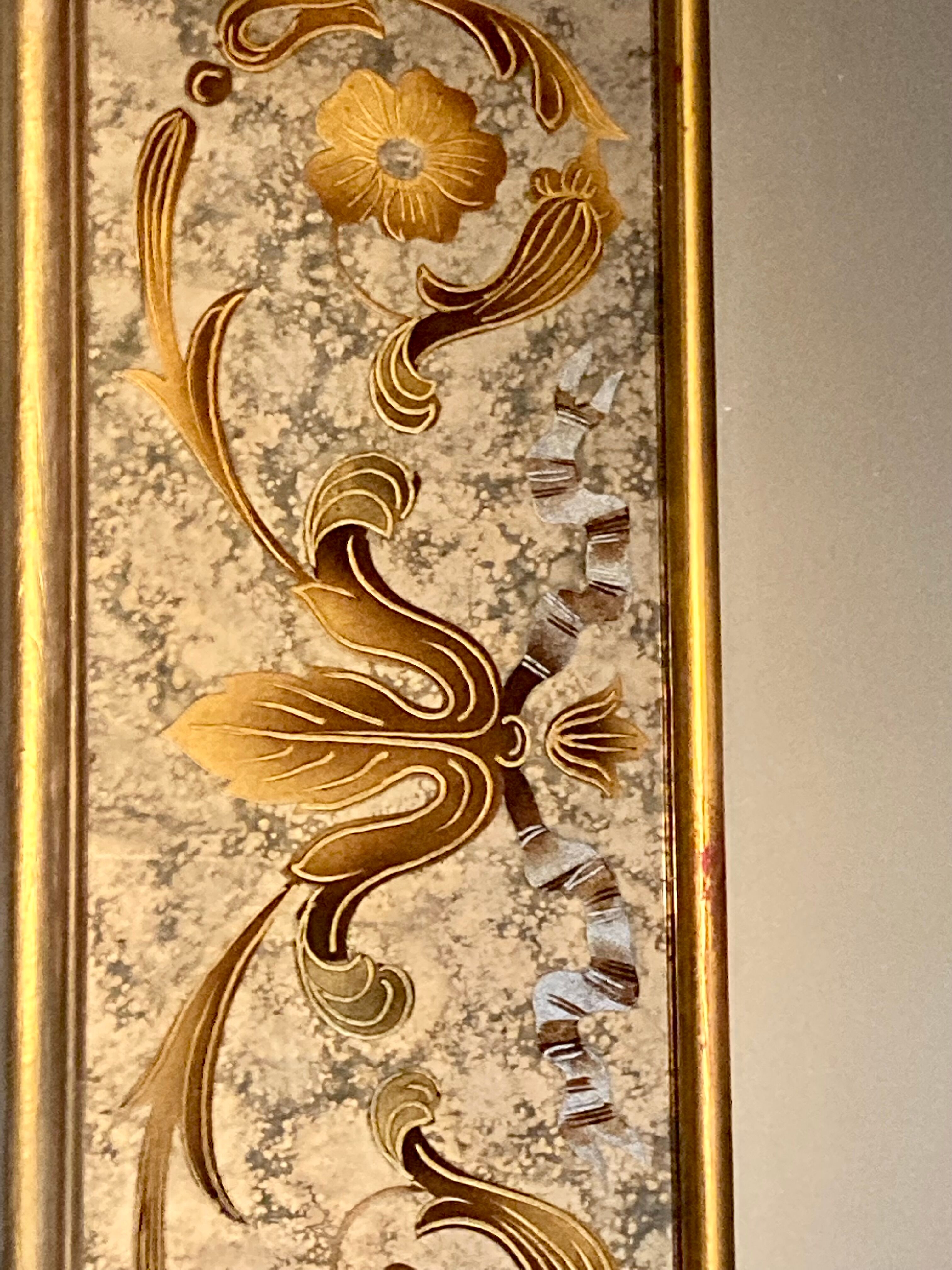 Antique mirror with parecloses and eglomised glass 18th century style