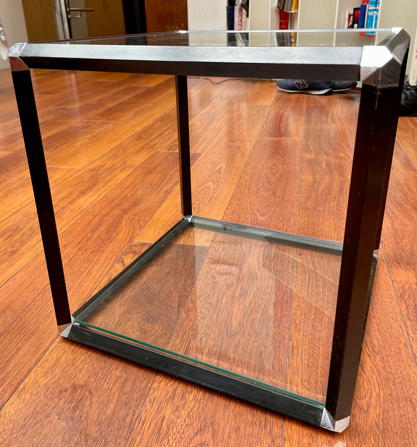 Glass and metal side tables