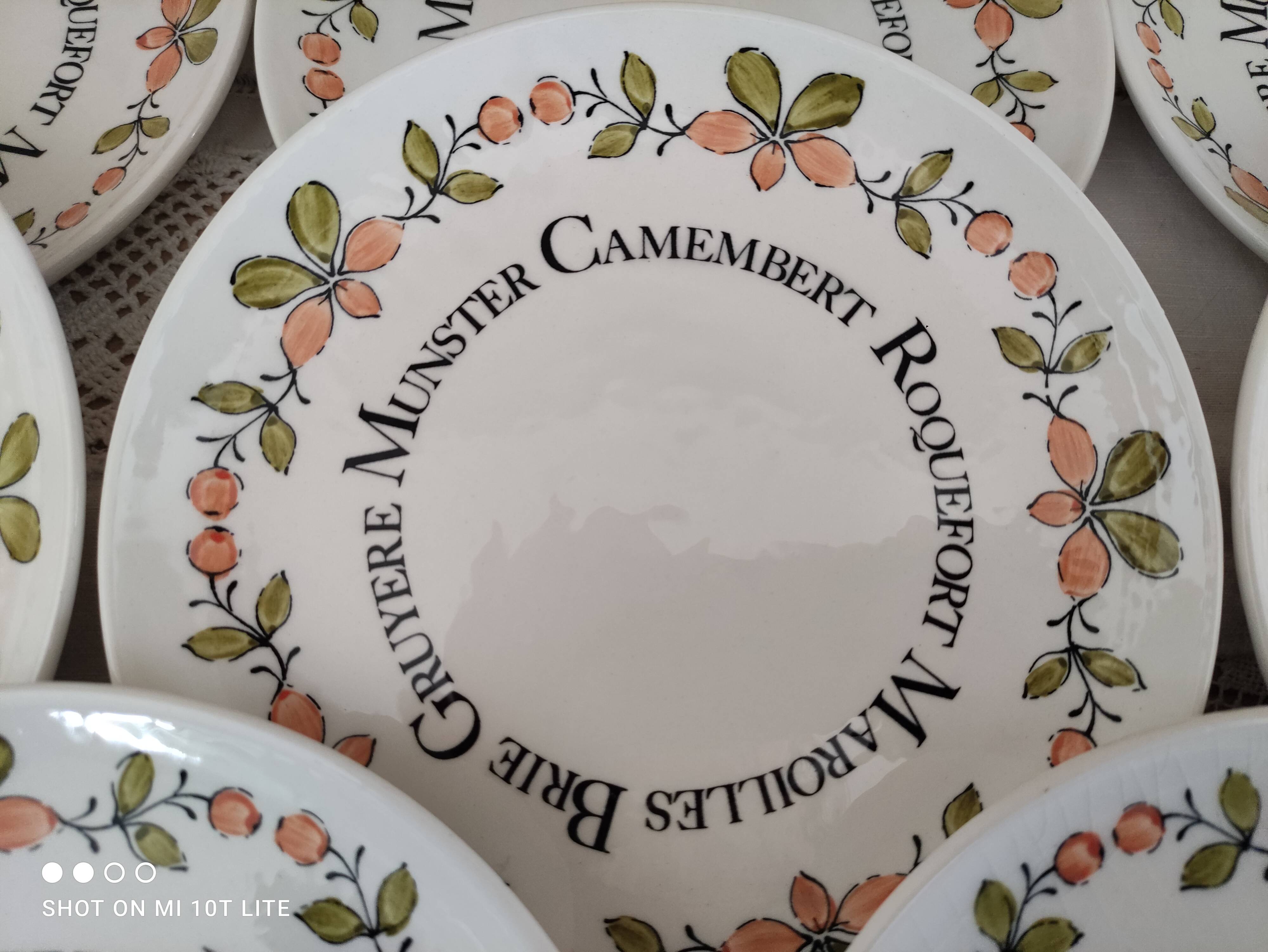 Set of 11 gien france cheese plates from the ma cuisine series