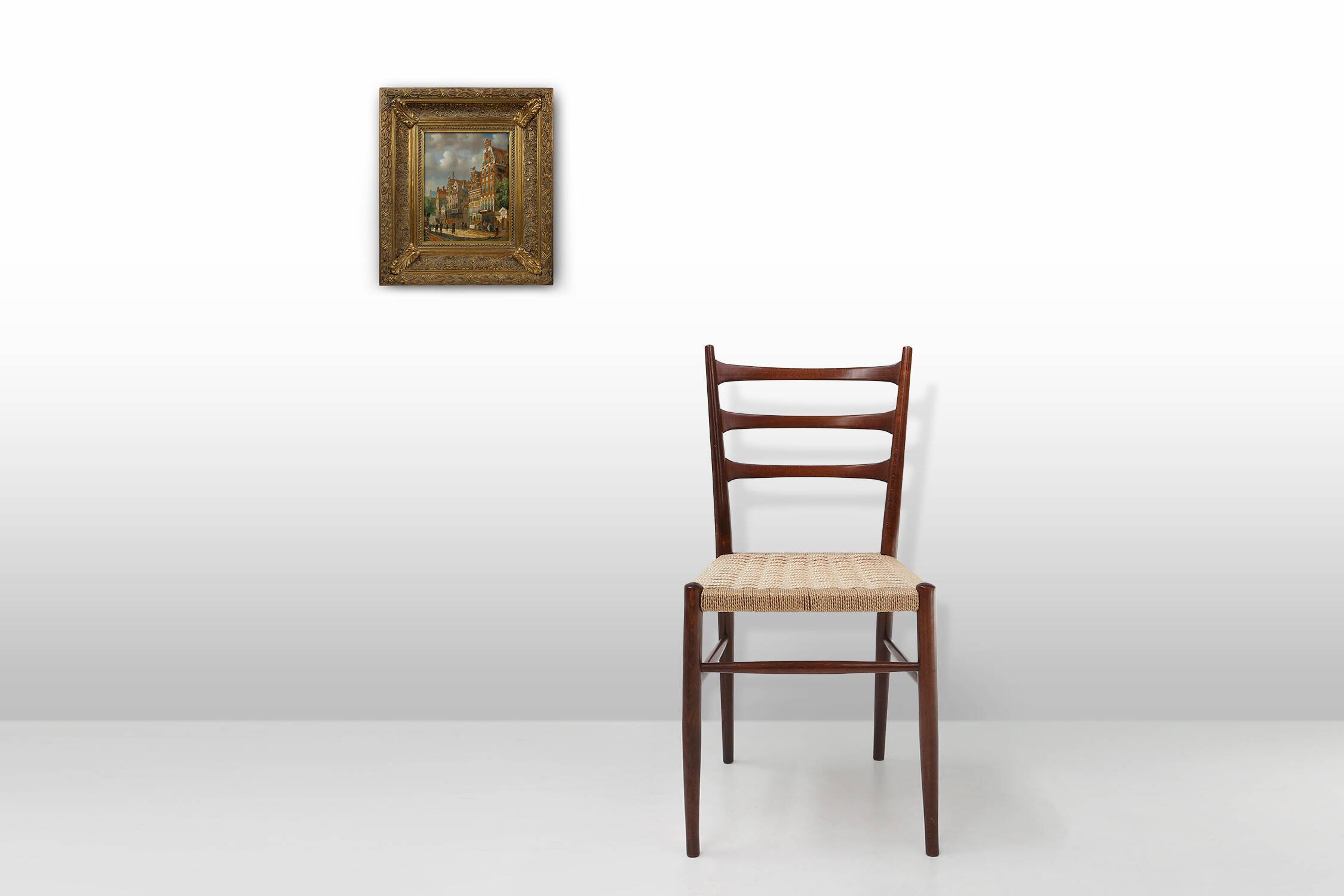 Realistic oil painting with baroque frame by Jan Berkhout (1937), The Netherlands