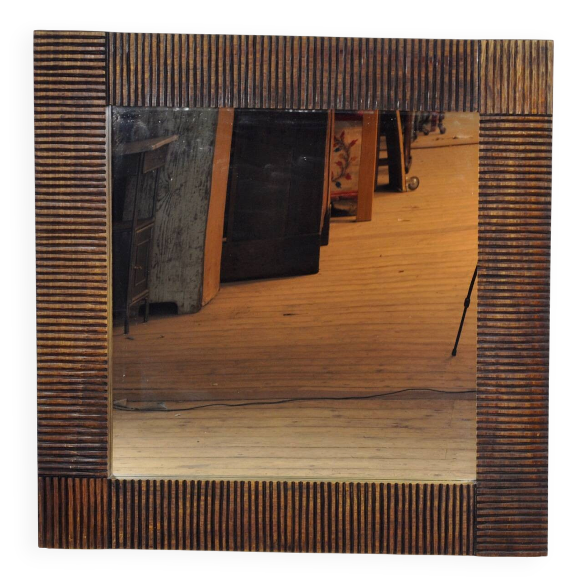 Oak brutalist mirror, 1970s