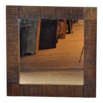 Oak brutalist mirror, 1970s