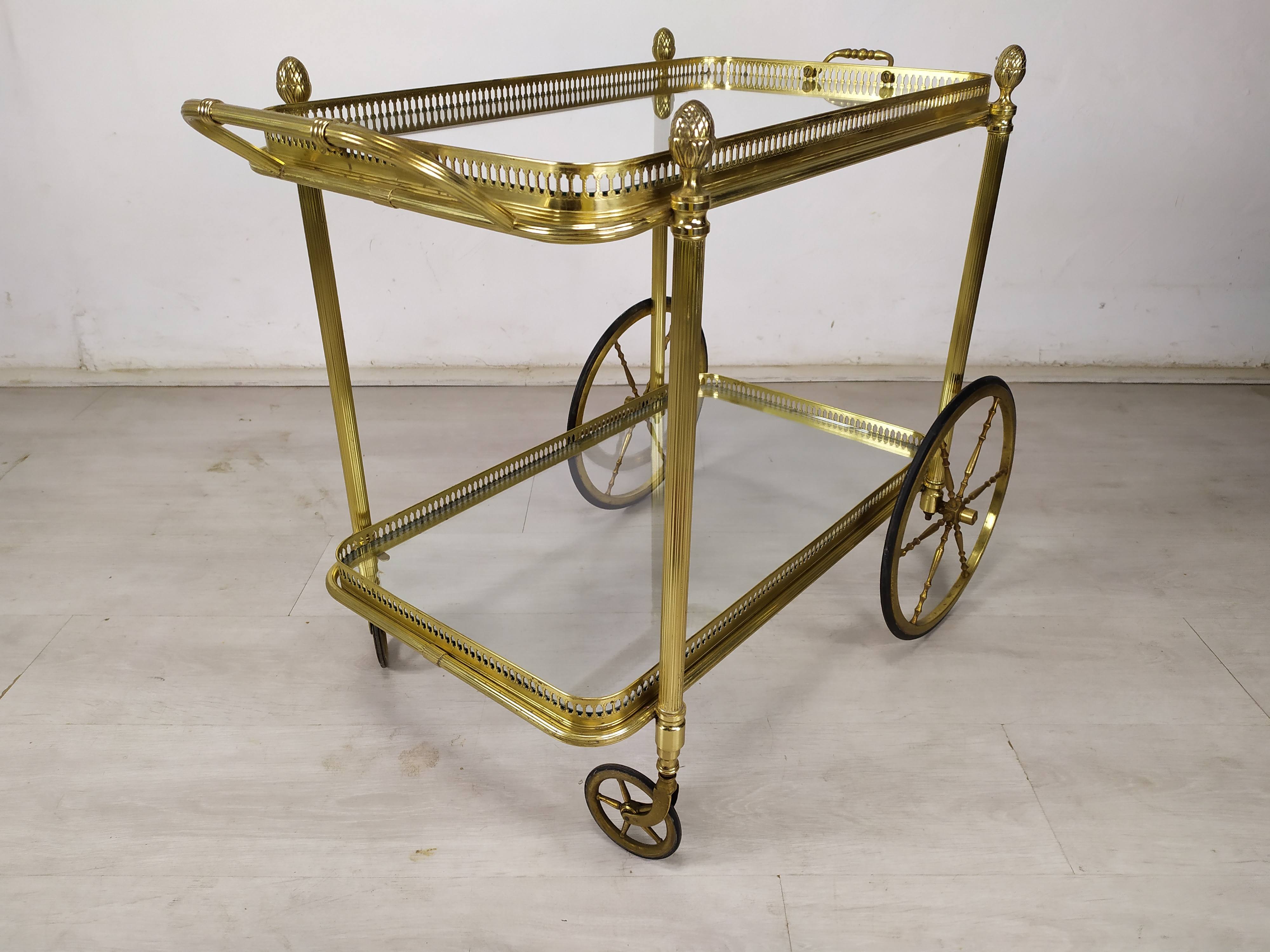 Vintage brass bar trolley service