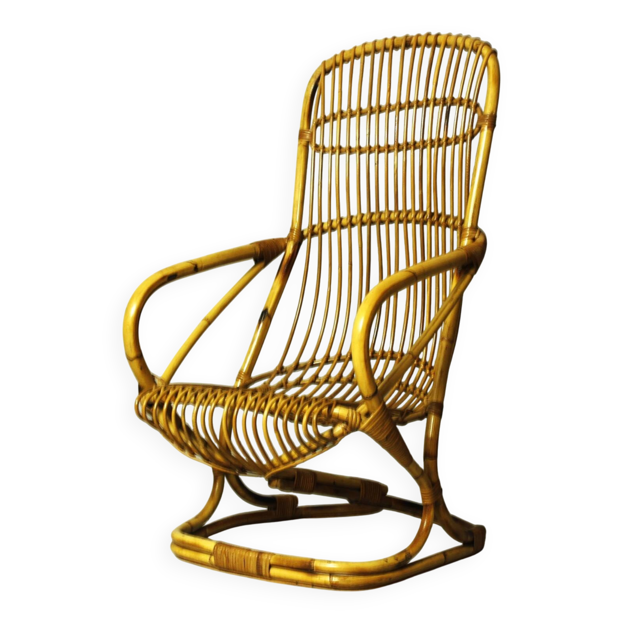 Italian bamboo chairs in the style Tito Agnoli for Bonacina