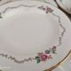 Lot de 12 assiettes creuses l'amandinoise frise dorure et roses anciennes. en demi-porcelaine poreyl