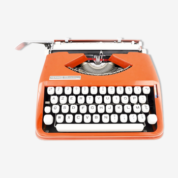 Hermes baby red coral cursive typewriter