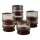 Ensemble vintage de 8 verres à boire des années 1970, verre gris avec pied rouge, larges coupes pour champagne, vin ou desserts, décoration de table rétro, idée cadeau