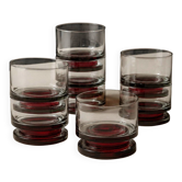 Ensemble vintage de 8 verres à boire des années 1970, verre gris avec pied rouge, larges coupes pour champagne, vin ou desserts, décoration de table rétro, idée cadeau