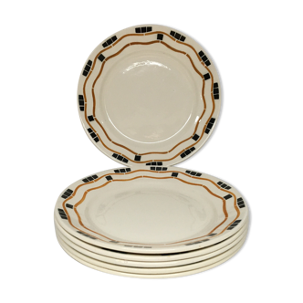 Lot de 6 Assiettes Plates Vintage  « Badonviller - modèle Yvonne »