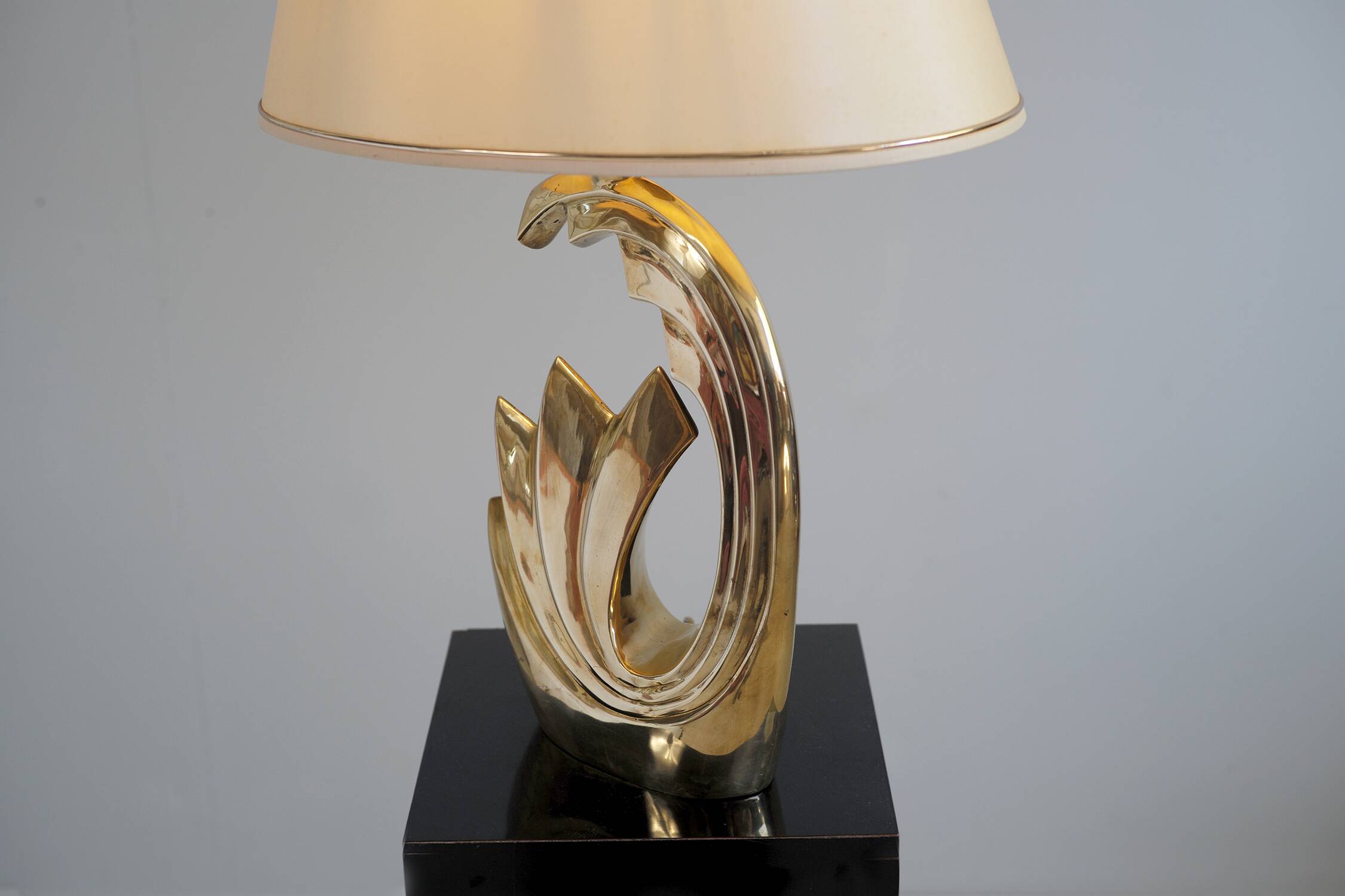 Living room lamp in golden brass