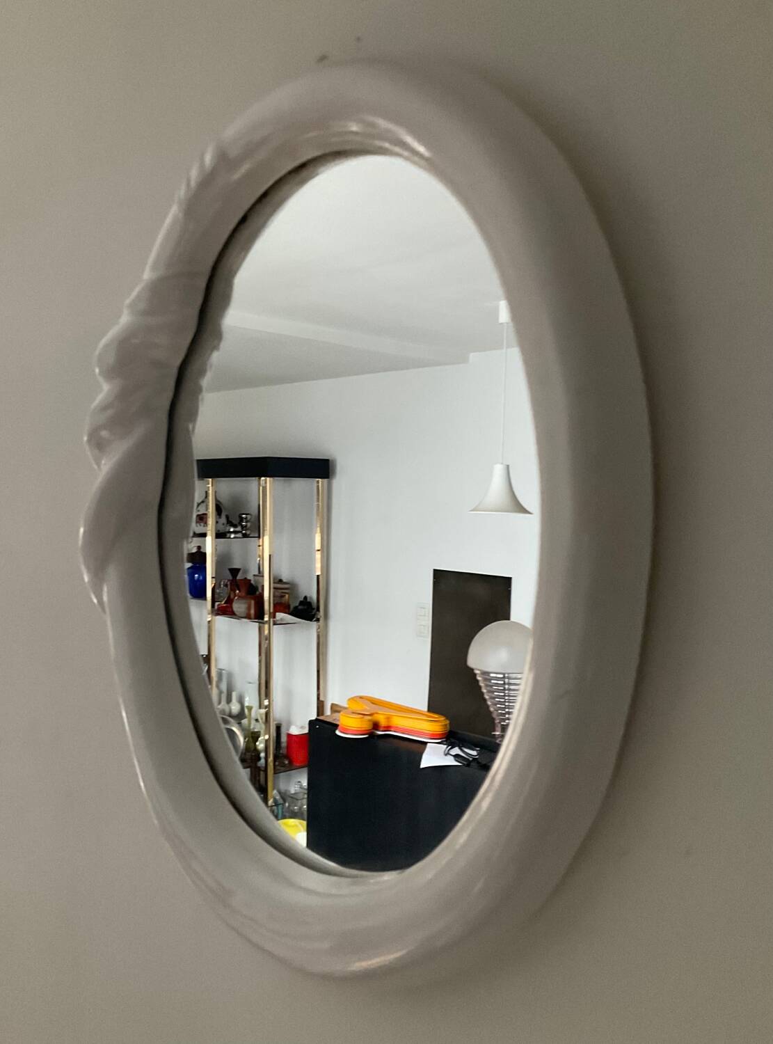 Vintage glazed ceramic mirror from the 70s