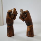 Pair of articulated wooden hands