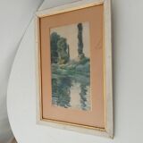 Antique Watercolor Painting Signed J.Richter "Marne a Gournay"